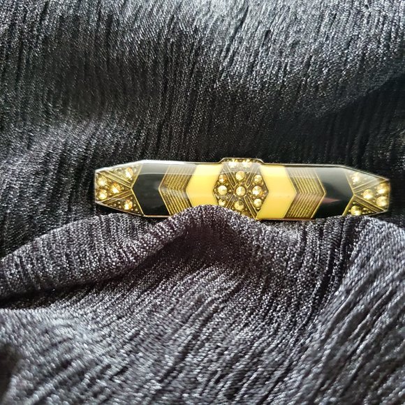 Vintage Pierre Bex Unsigned Art Deco Style Enamel Bar Pin - Picture 7 of 7